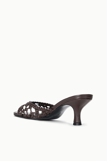 STAUD Shoes Brigitte Leather Mule Espresso Knotted