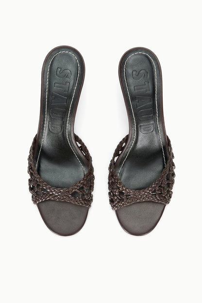 STAUD Shoes Brigitte Leather Mule Espresso Knotted