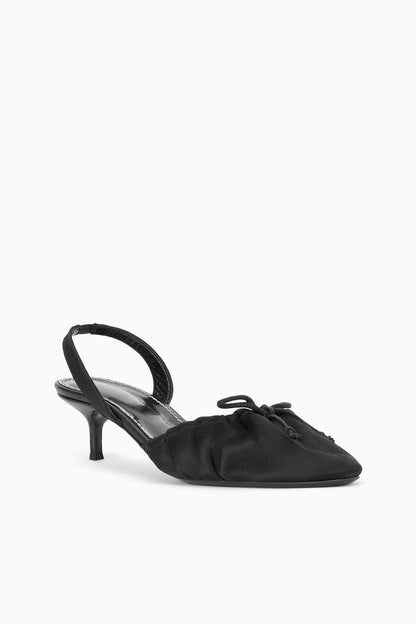 STAUD Shoes Alba Ballet Slingback Black Satin