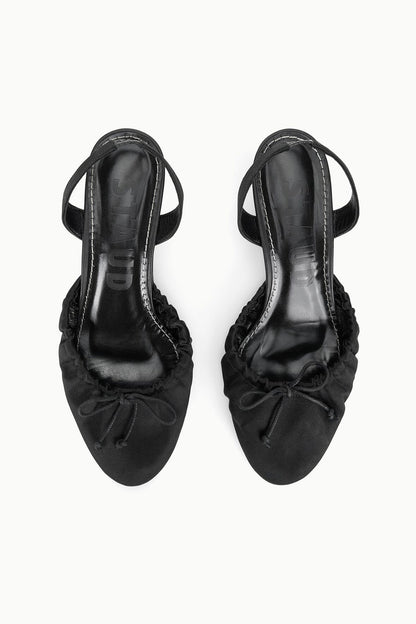 STAUD Shoes Alba Ballet Slingback Black Satin