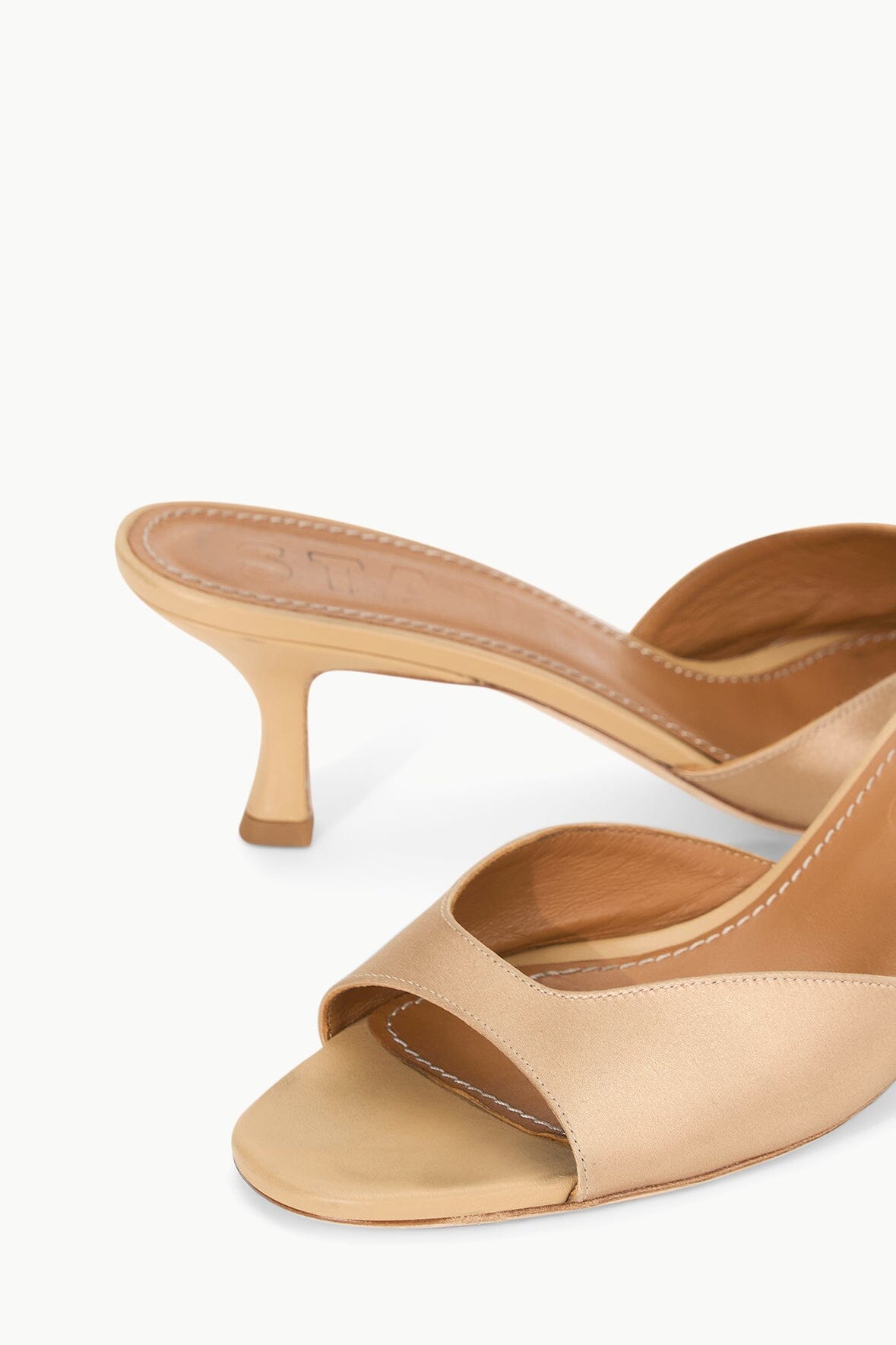 STAUD Shoes Brigitte Satin Mule Camel