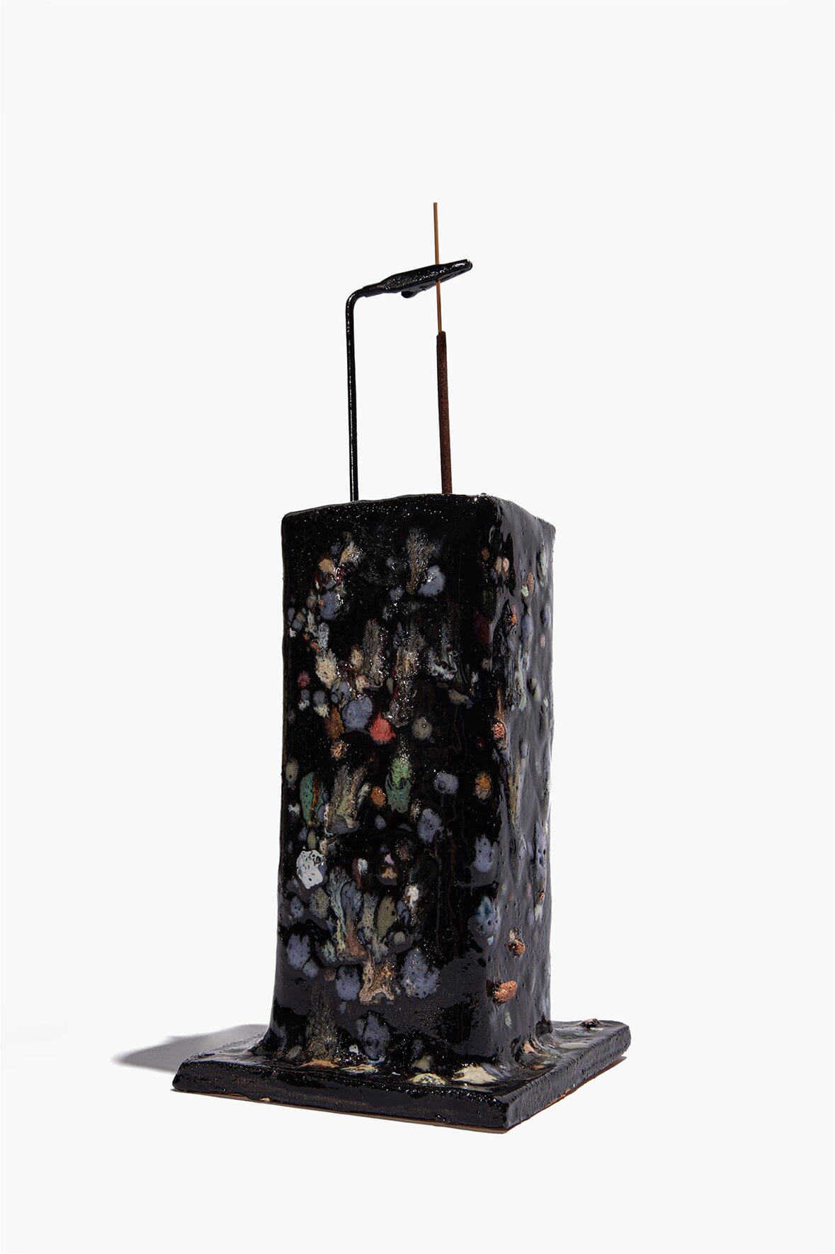 STAUD Home Ceramic Tower Incense Holder Midnight Confetti Glaze