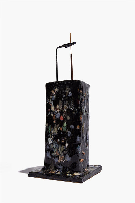 STAUD Home Ceramic Tower Incense Holder Midnight Confetti Glaze