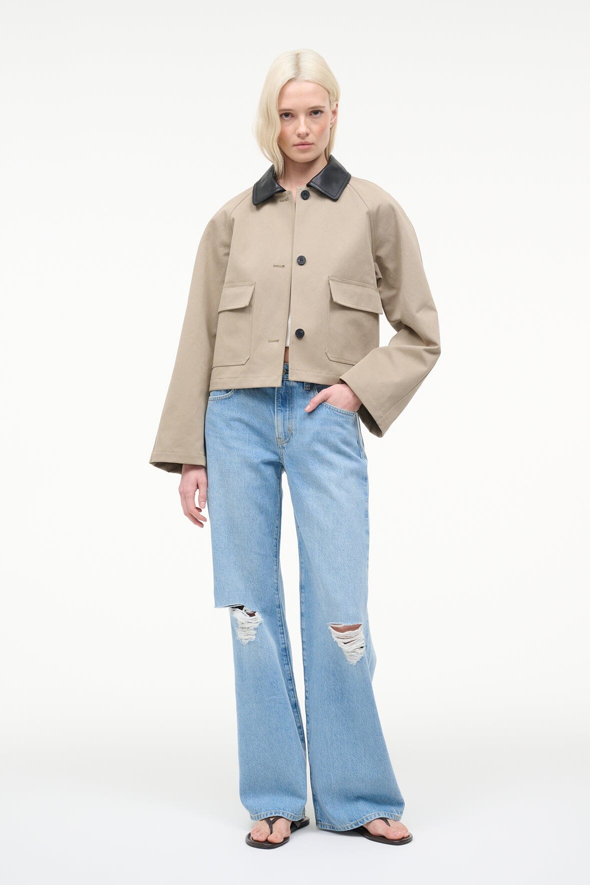 STAUD Sale Jonah Cropped Jacket Riverstone