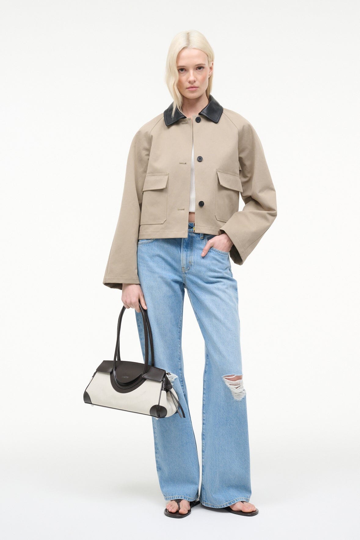 STAUD Sale Jonah Cropped Jacket Riverstone