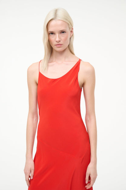 STAUD Sale Toluca Silk Dress Red Rose
