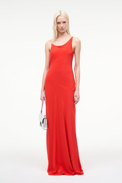 STAUD Sale Toluca Silk Dress Red Rose