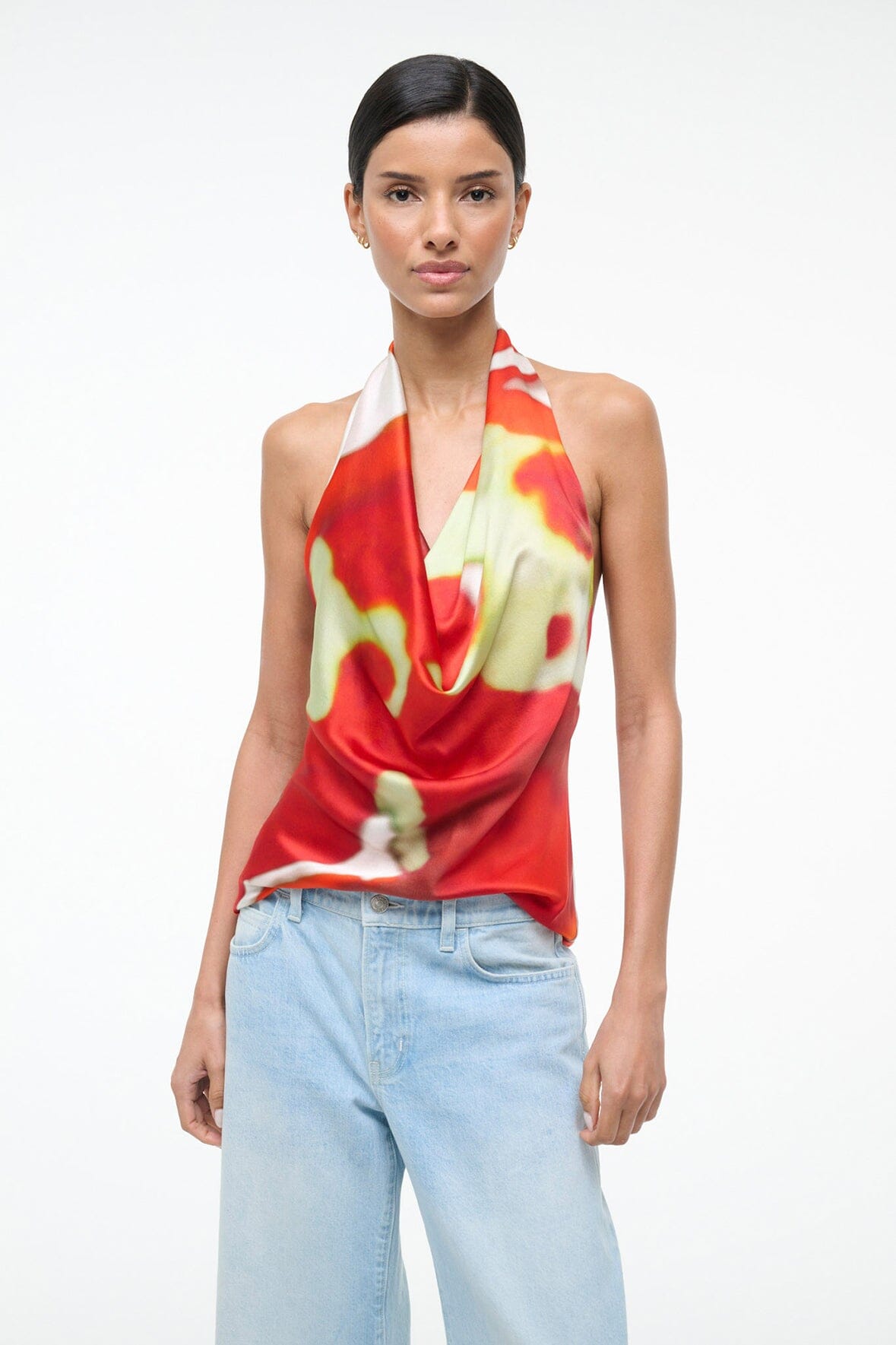 STAUD Sale Liora Silk Top Red Zone