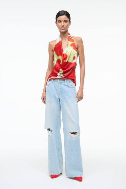 STAUD Sale Liora Silk Top Red Zone