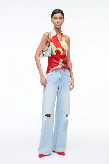 STAUD Sale Liora Silk Top Red Zone