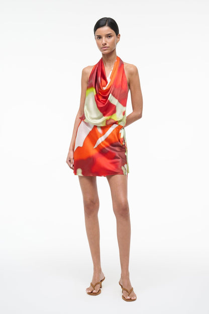 STAUD Sale Liora Silk Dress Red Zone