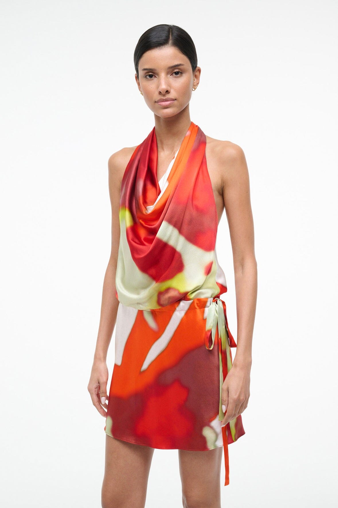 STAUD Sale Liora Silk Dress Red Zone