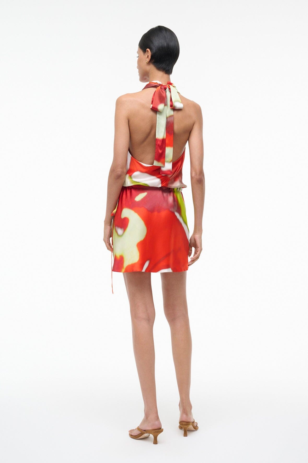 STAUD Sale Liora Silk Dress Red Zone