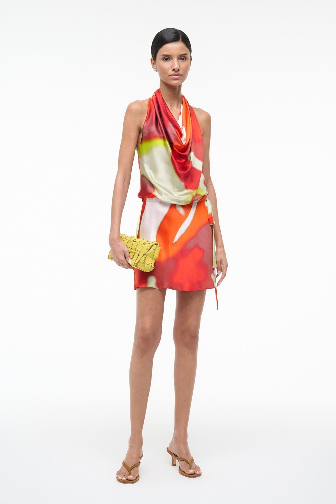 STAUD Sale Liora Silk Dress Red Zone