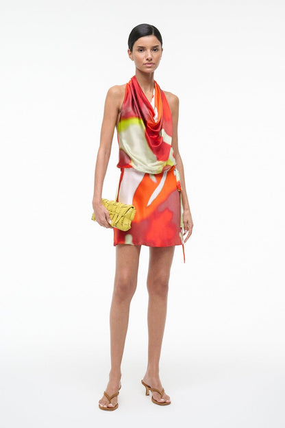 STAUD Sale Liora Silk Dress Red Zone