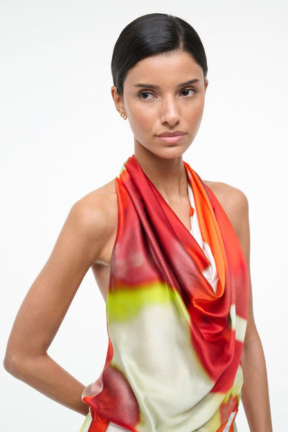 STAUD Sale Liora Silk Dress Red Zone