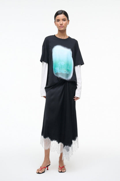 STAUD Sale Sonoma Silk Skirt Black