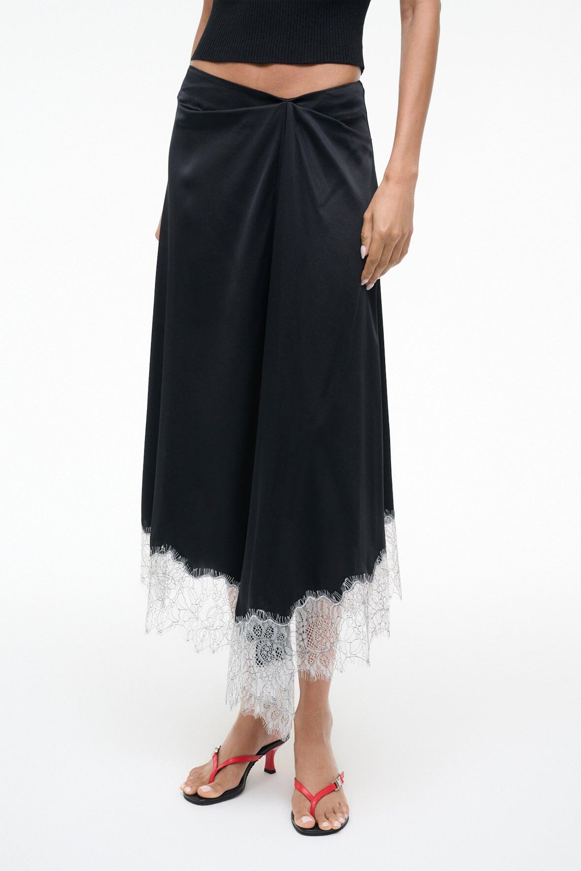STAUD Sale Sonoma Silk Skirt Black