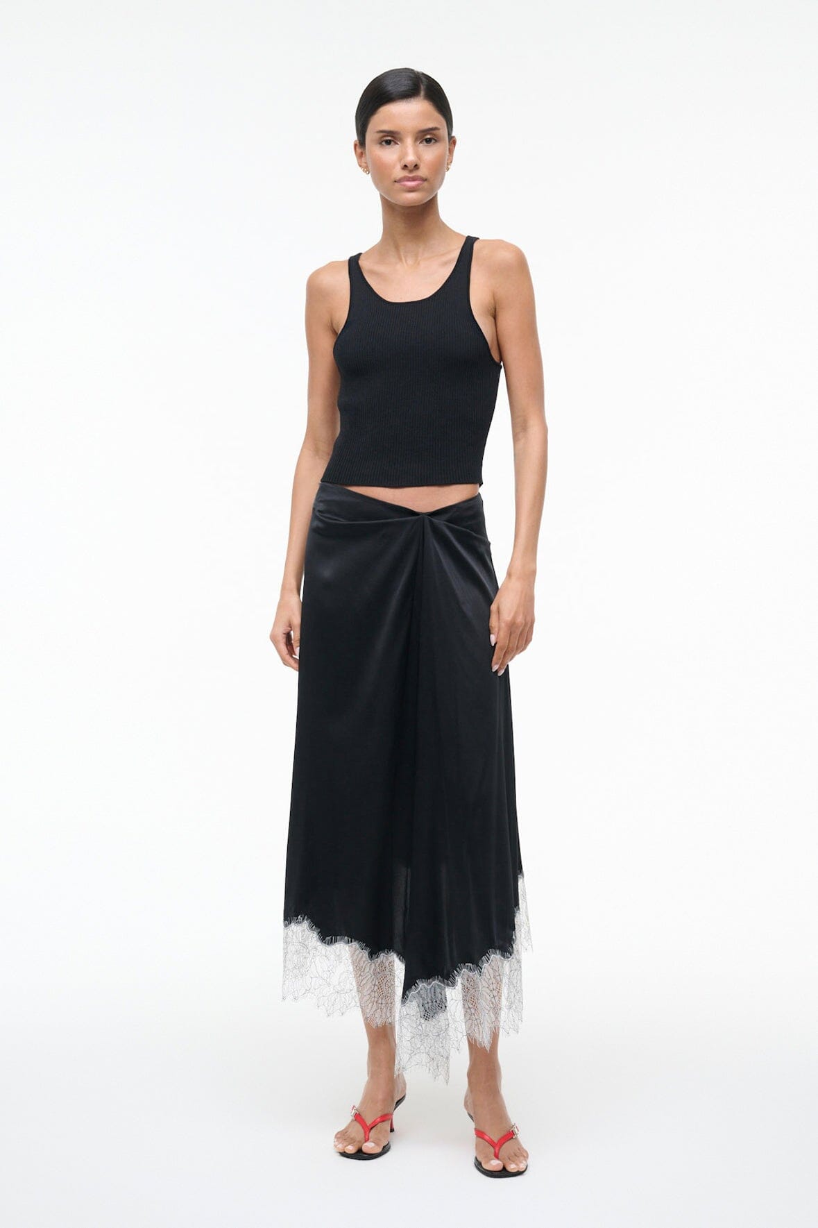STAUD Sale Sonoma Silk Skirt Black