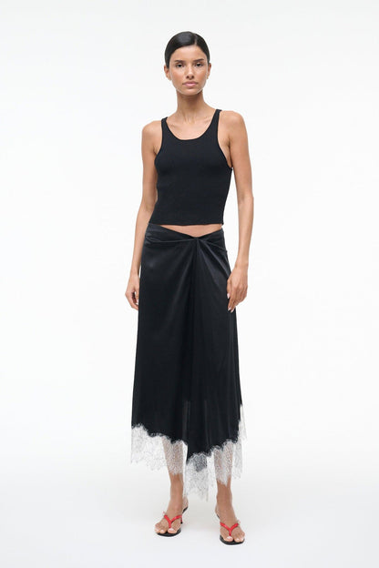 STAUD Sale Sonoma Silk Skirt Black