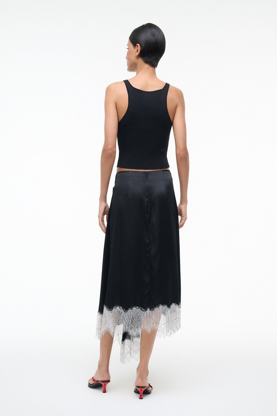 STAUD Sale Sonoma Silk Skirt Black
