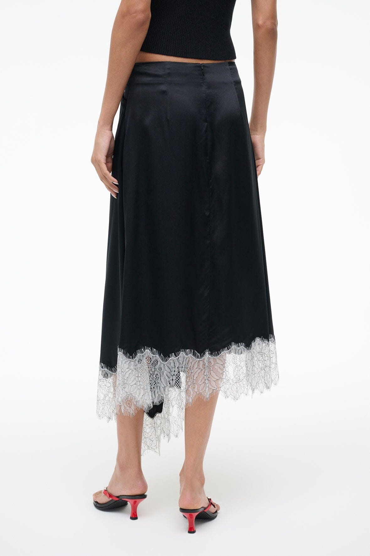 STAUD Sale Sonoma Silk Skirt Black