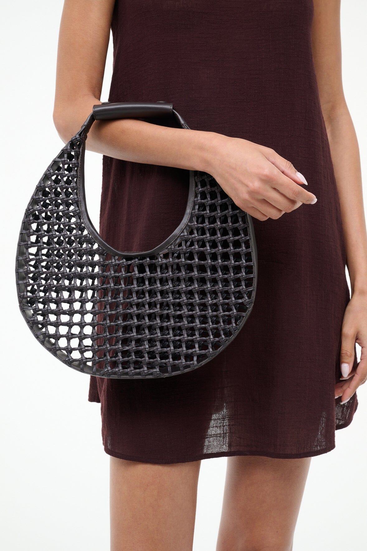 STAUD Sale Moon Hand-Knotted Tote Bag Espresso