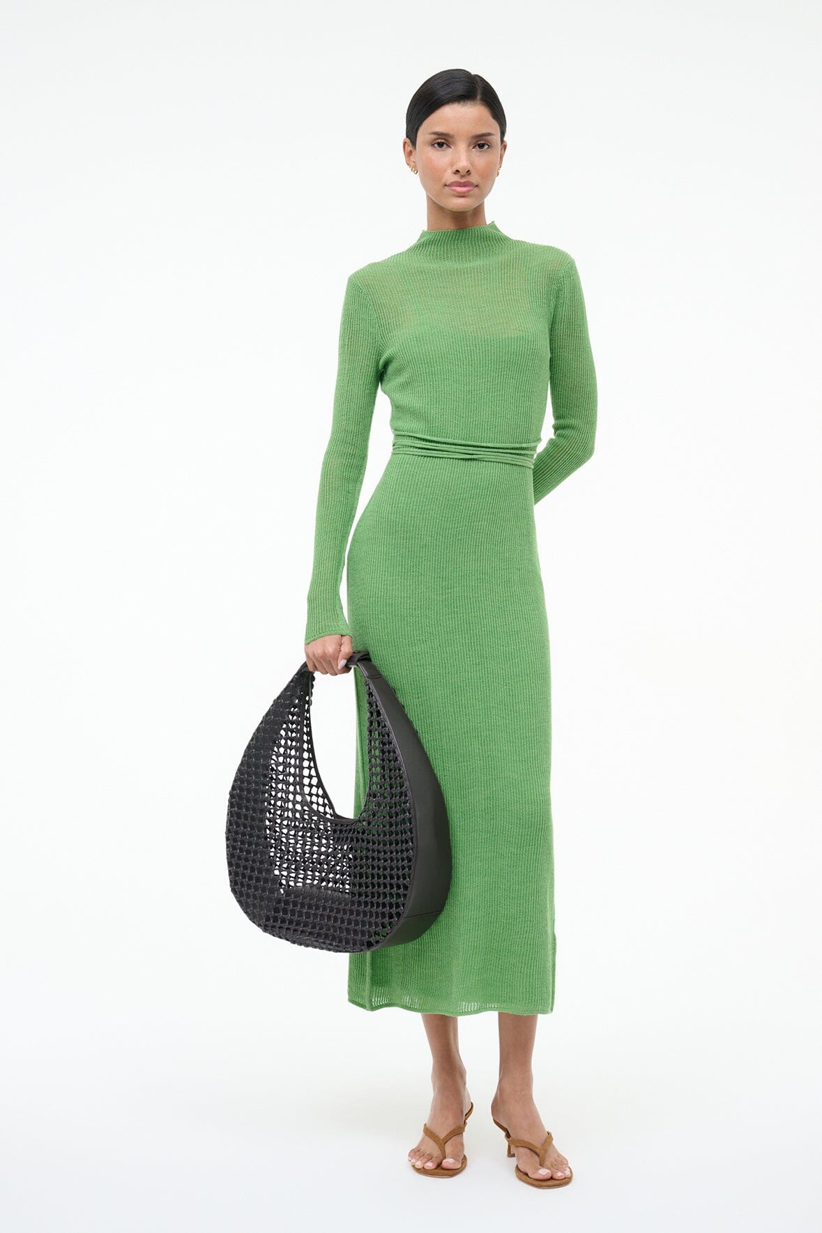 STAUD Sale Large Moon Hand-Knotted Bag Espresso