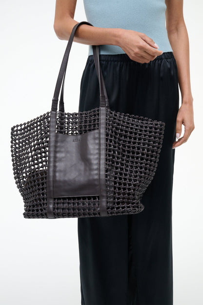 STAUD Sale Getaway Hand-Knotted Tote Bag Espresso