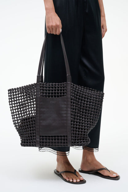STAUD Sale Getaway Hand-Knotted Tote Bag Espresso