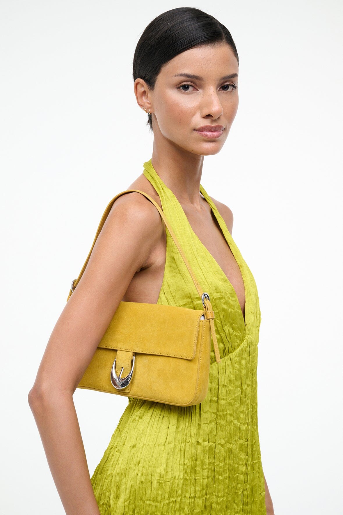 STAUD Sale Harlow Bag Goldenrod Suede