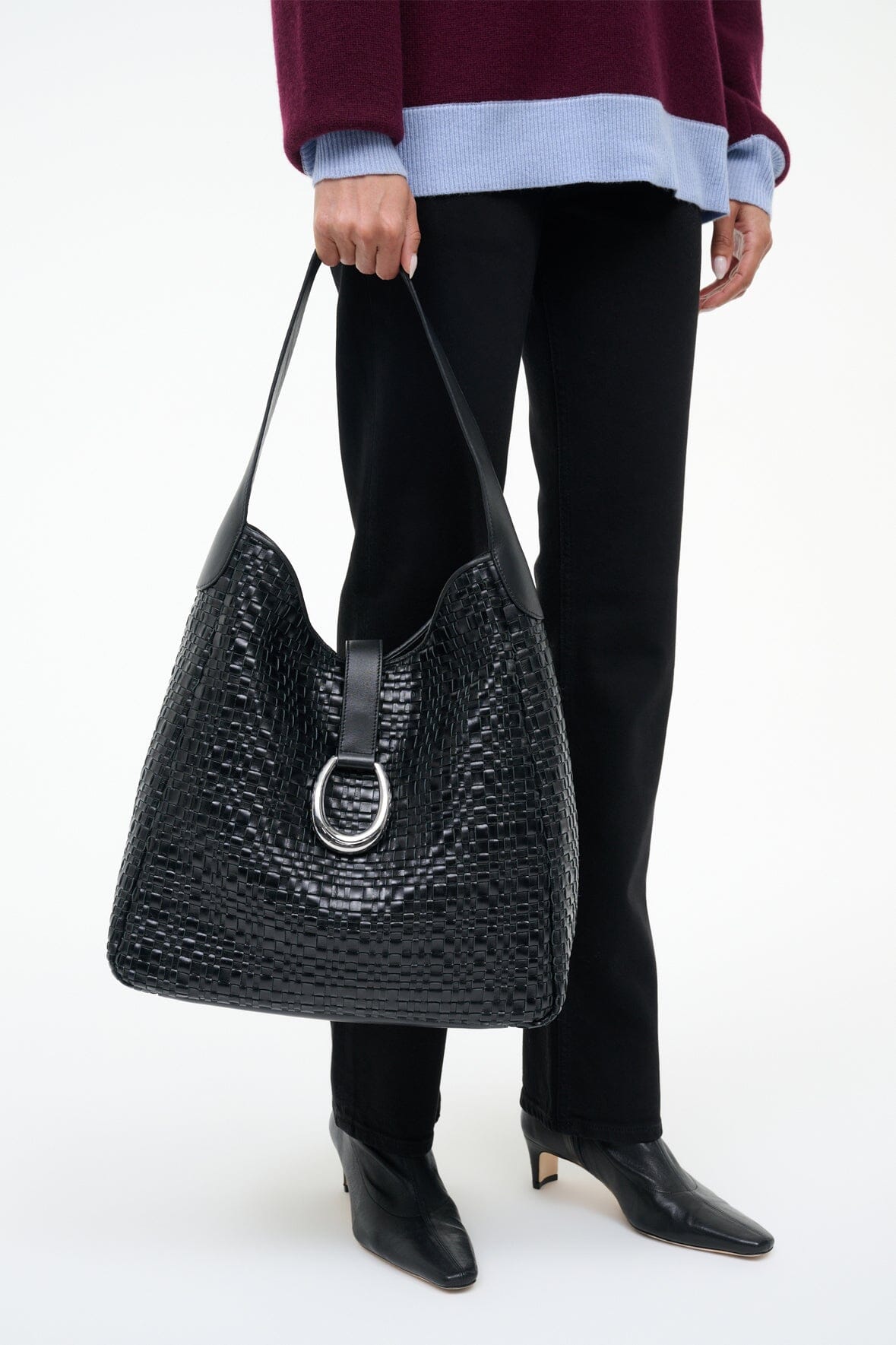 STAUD Sale Maya Hobo Bag Black Woven