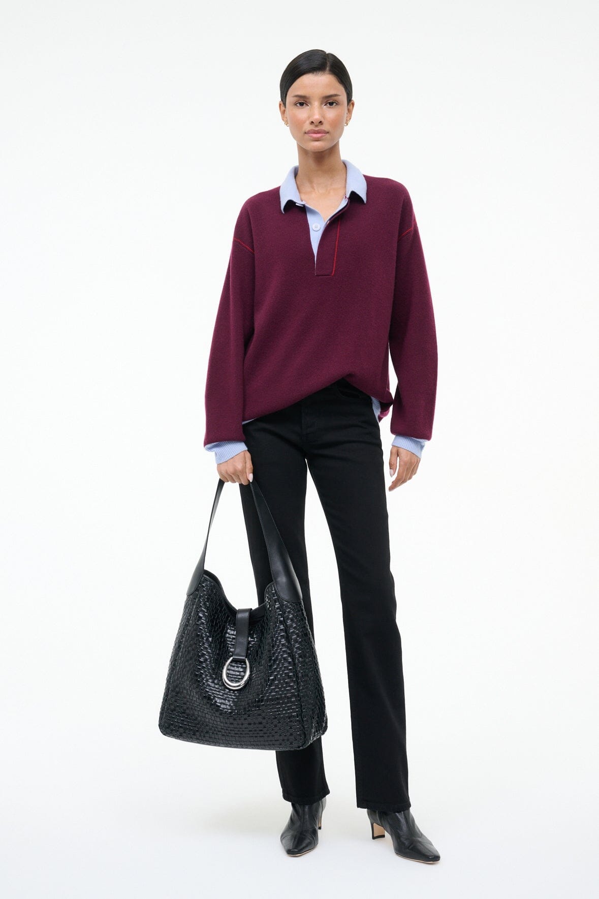 STAUD Sale Maya Hobo Bag Black Woven