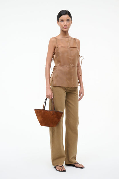 STAUD Sale Caro Bucket Bag Tabac Suede Espresso