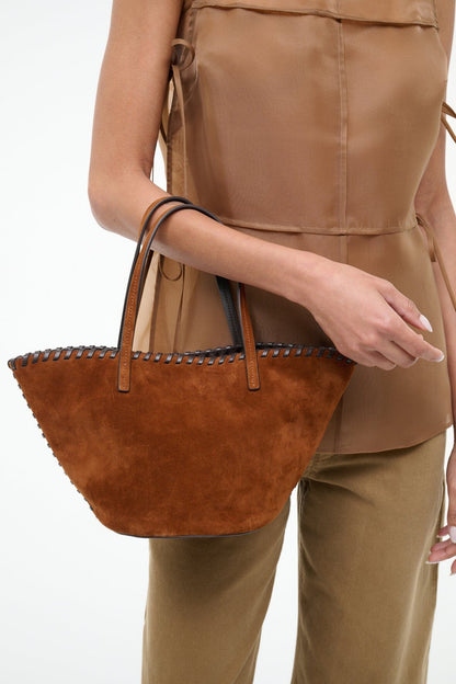 STAUD Sale Caro Bucket Bag Tabac Suede Espresso