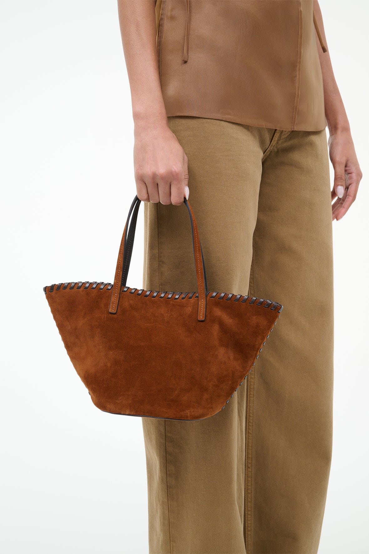 STAUD Sale Caro Bucket Bag Tabac Suede Espresso
