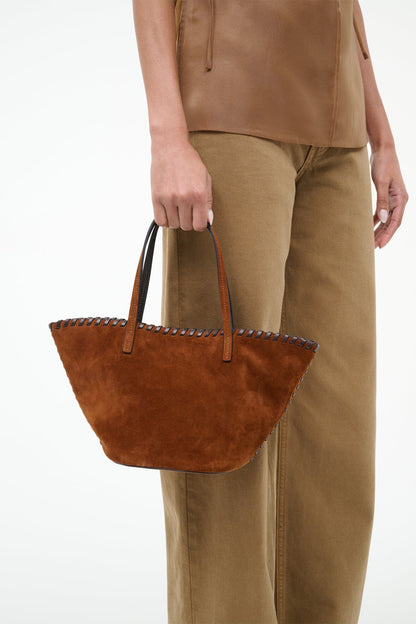 STAUD Sale Caro Bucket Bag Tabac Suede Espresso