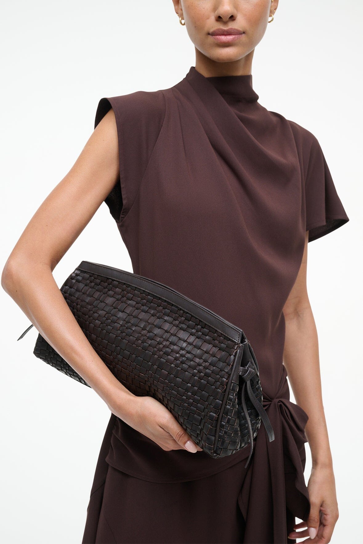 STAUD Sale Maude Soft Clutch Espresso Woven