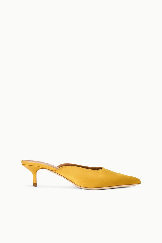 STAUD Sale Sebastian Kitten Heel Mule Goldenrod Satin