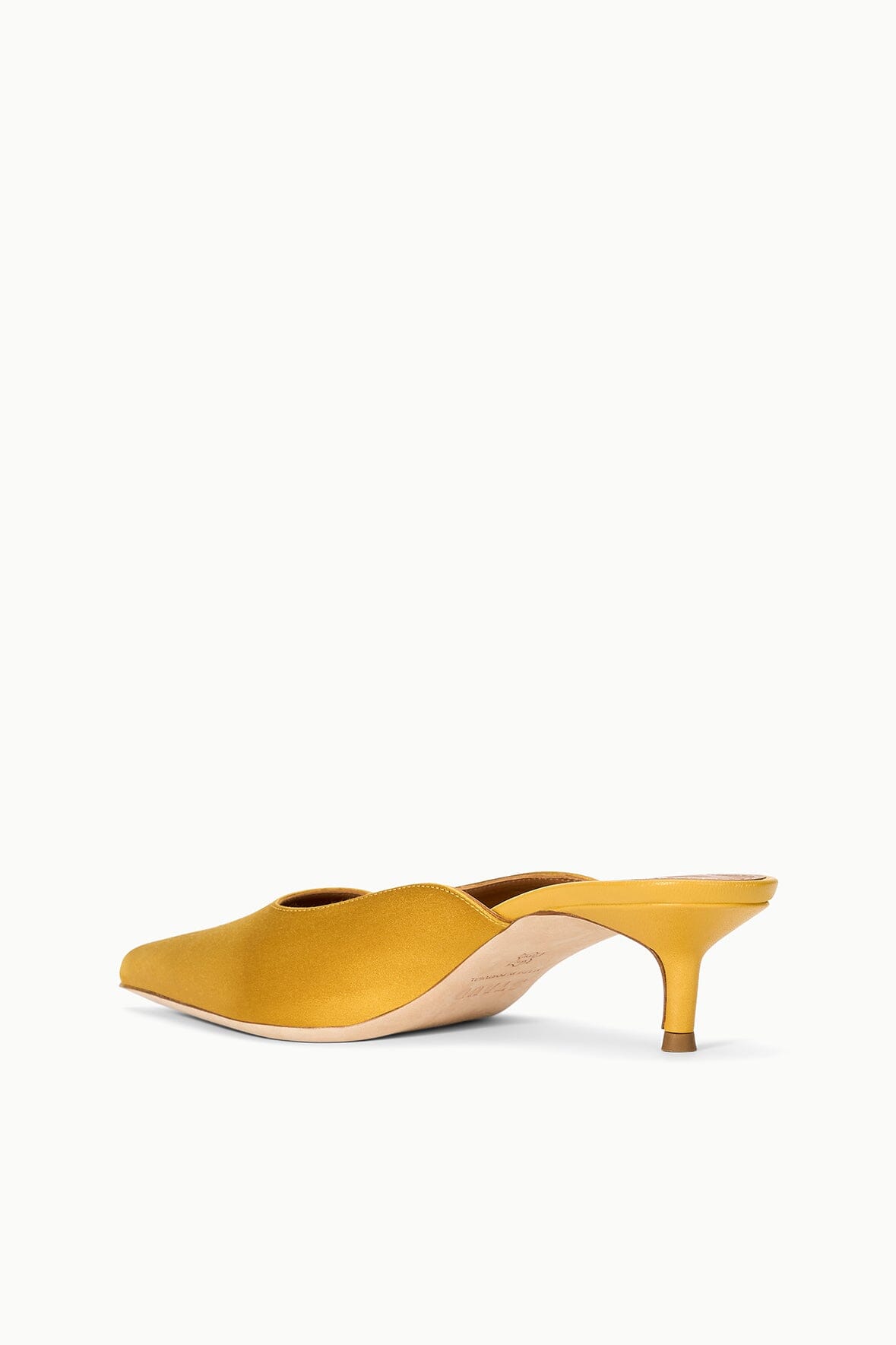 STAUD Sale Sebastian Kitten Heel Mule Goldenrod Satin