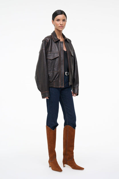 STAUD Sale Western Wally Boot Tabac Suede Espresso