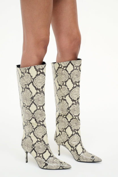 STAUD Sale Sebastian High Heel Boot White Snake