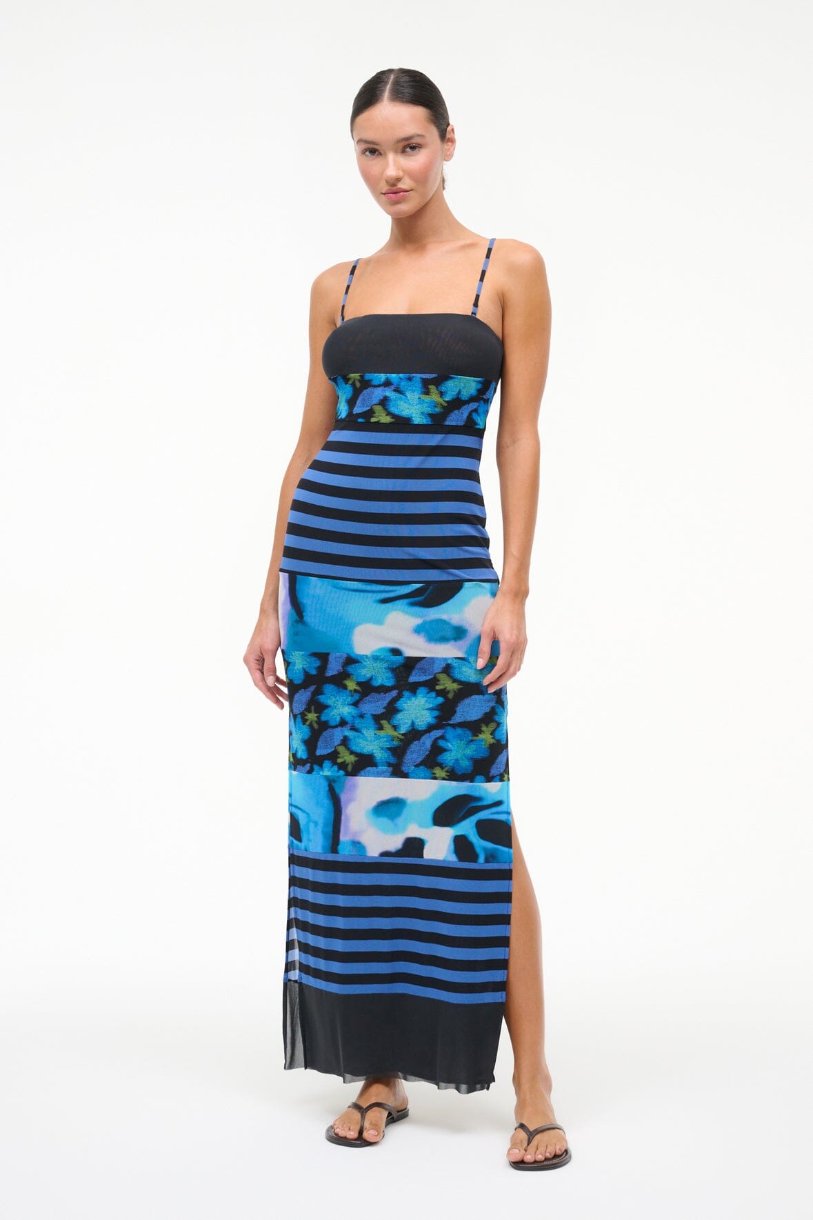 STAUD Sale Leona Mesh Dress Blue Haze Multi