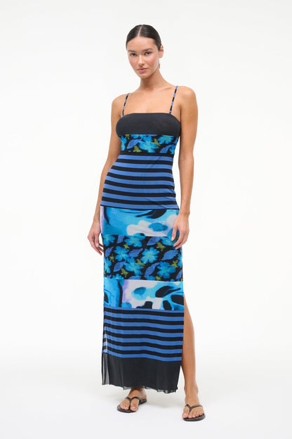 STAUD Sale Leona Mesh Dress Blue Haze Multi