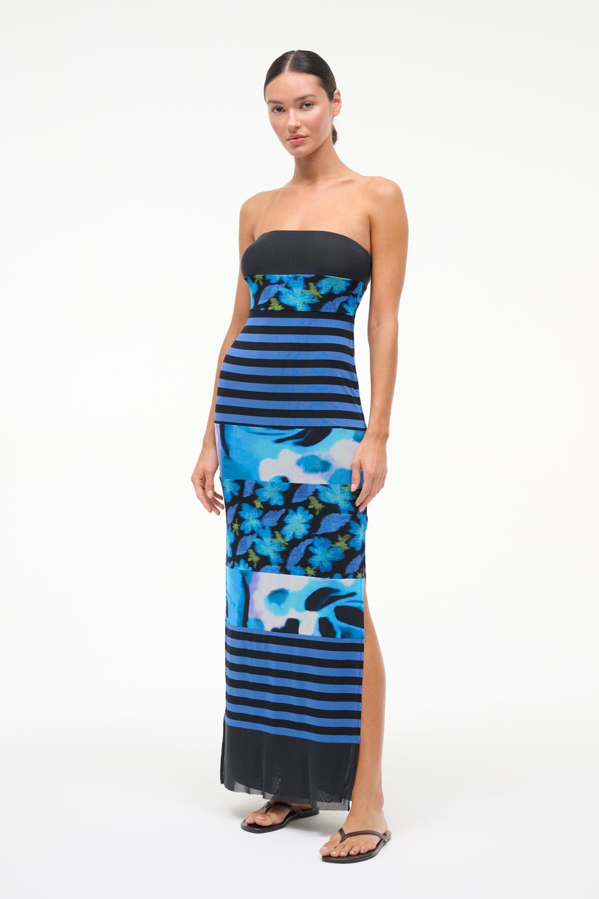 STAUD Sale Leona Mesh Dress Blue Haze Multi