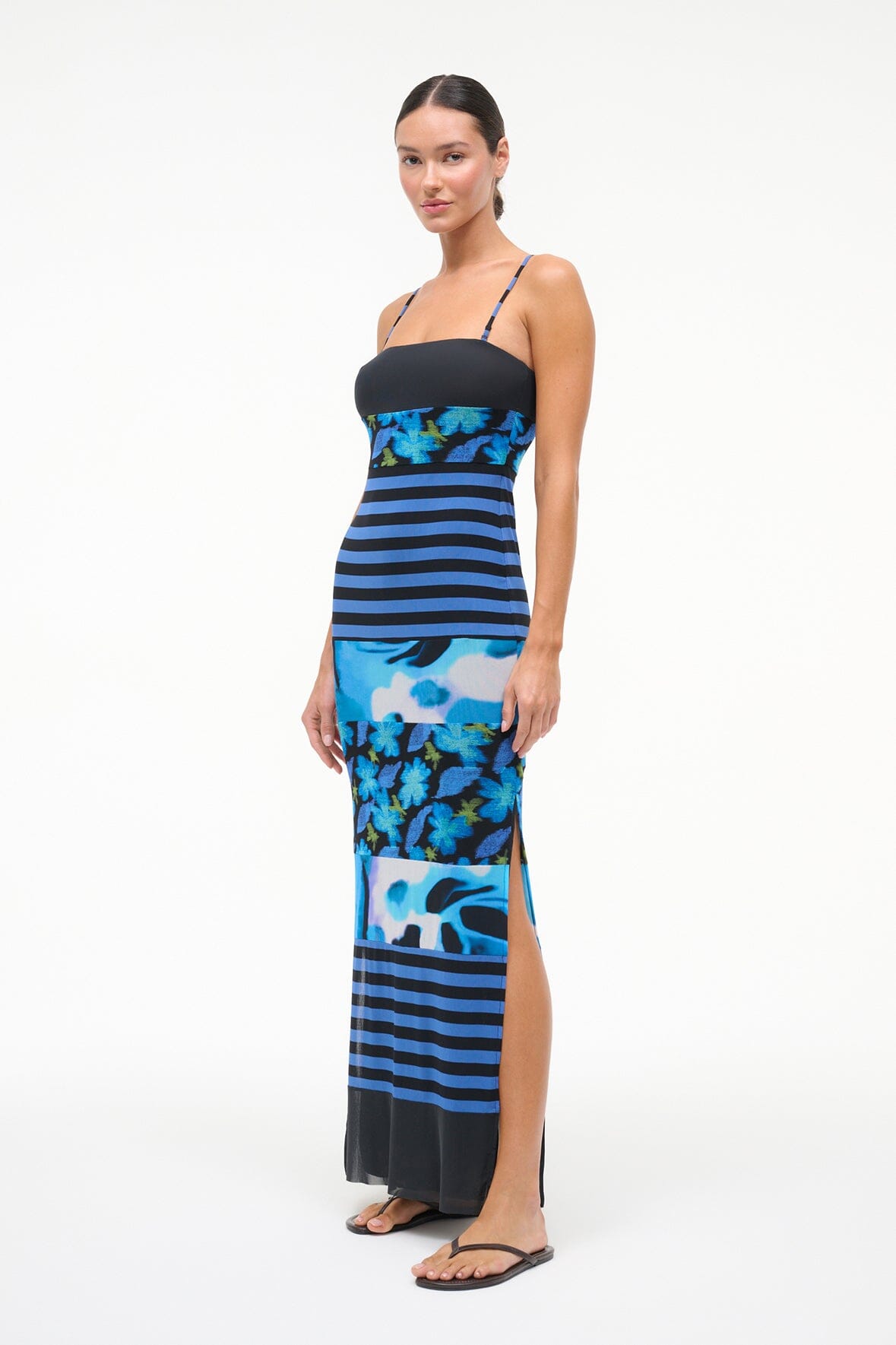 STAUD Sale Leona Mesh Dress Blue Haze Multi