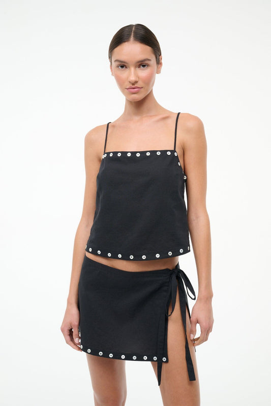 STAUD Sale Kirra Linen Tank Black