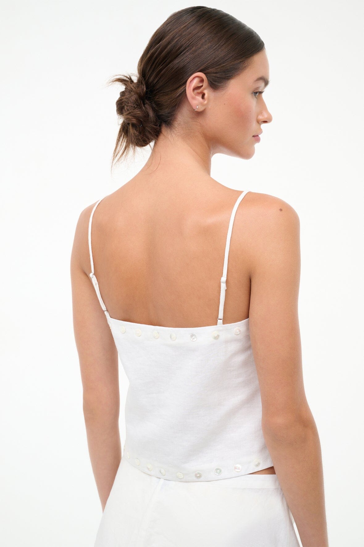 STAUD Sale Kirra Linen Tank Ivory
