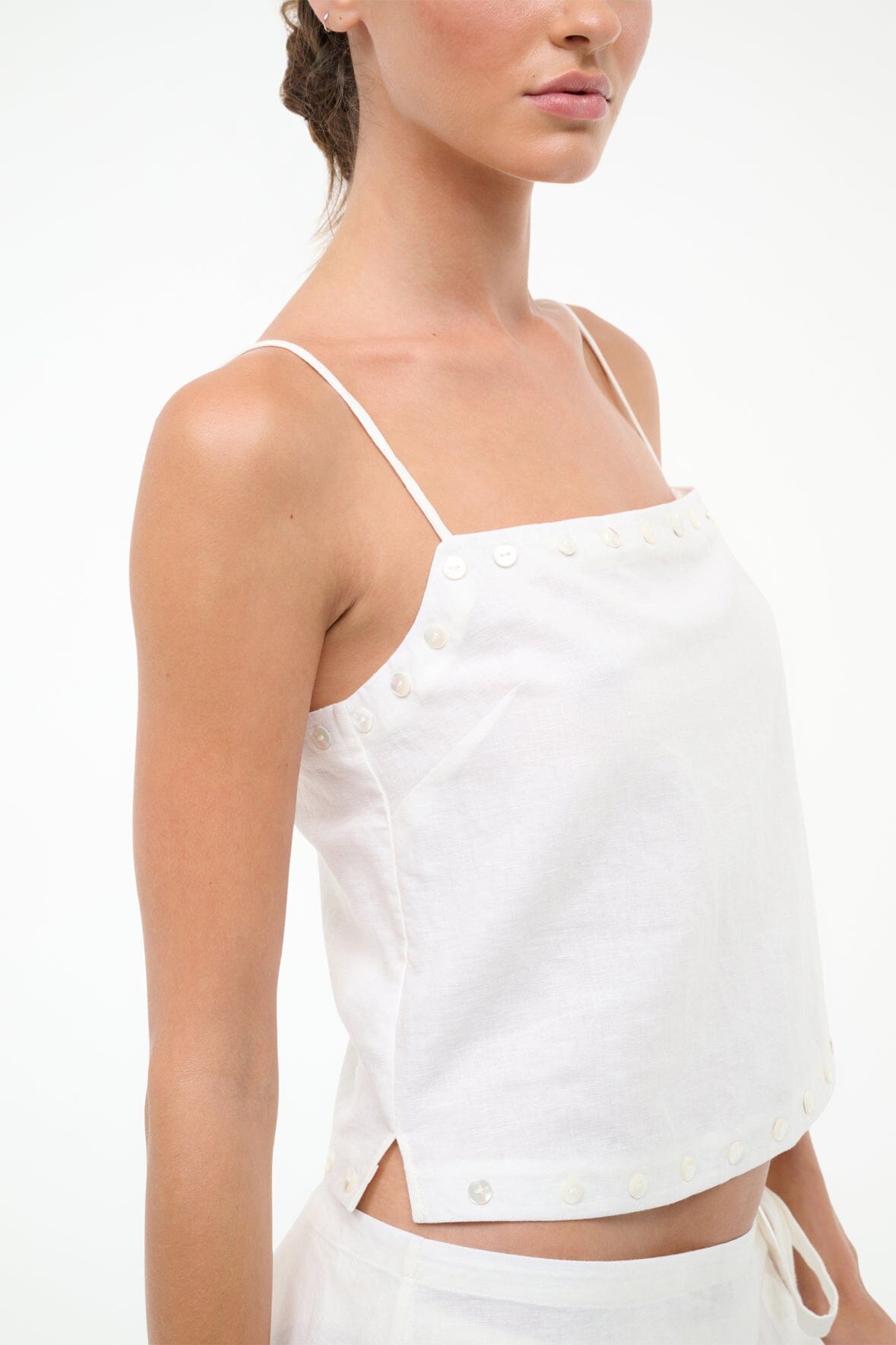 STAUD Sale Kirra Linen Tank Ivory