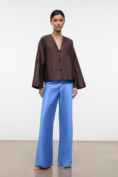 STAUD Clothing Vito Silk Top Earth